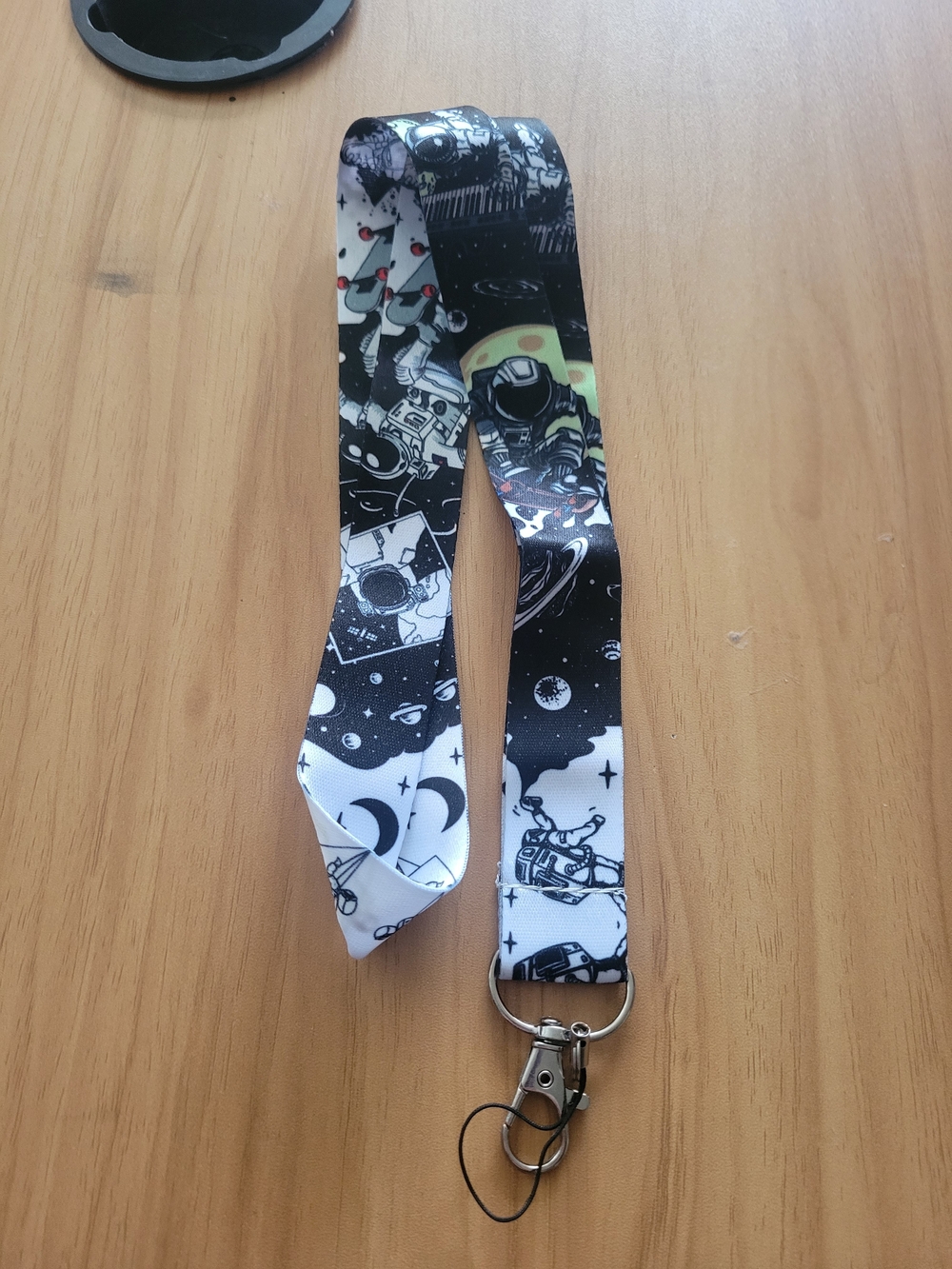 🍁NEW🍁Space Print Lanyard Key & Card Holder - Black & White